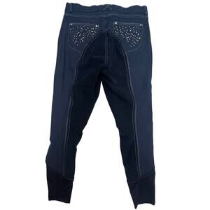 USG Women's Equestrian Hunter/Jumper Riding Breeches Size 28 Navy Embellished